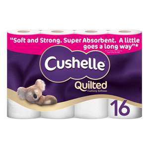 Cushelle Quilted 3 Ply 16 Roll Family Pack for £9.95 with clubcard @ Tesco