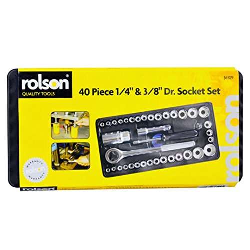 Rolson 40 pc 1/4" & 3/8" Dr. Socket Set - £6.98 @ Amazon