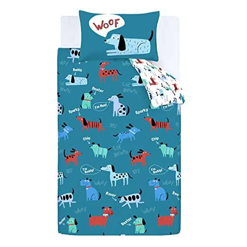 Catherine Lansfield Bedding Woofing Dogs Double Duvet Cover Set with Pillowcases £9 @ Amazon