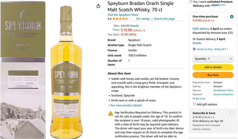 Speyburn Bradan Orach Single Malt Scotch Whisky, 70cl