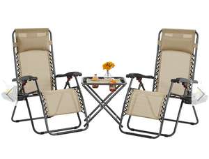 Set of 3 Zero Gravity Reclining Chair and Table