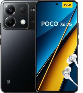 Poco X6 5G Smartphone, 12 + 256 GB, 120 Hz 6.67 Inch 1.5 K AMOLED Display, 64 MP Triple Camera, 5100 mAh, 67 W Turbo Charge, Dual SIM, Black