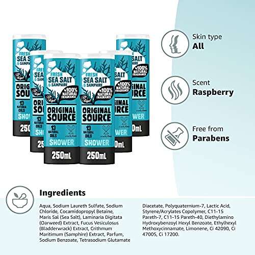 Original Source Sea Salt and Samphire Vegan Shower Gel 6 x 250ml £6 (£5.70/£5.10 Subscribe & Save) @ Amazon