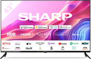 Sharp 43FD2K 43 inch Full HD Freeview Play HDR Frameless Roku TV