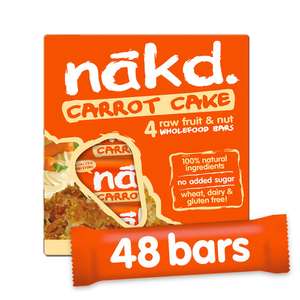 Nakd Carrot Cake 35g Bar - Multipack Case of 48 Bars - £16.62 @ Amazon Warehouse