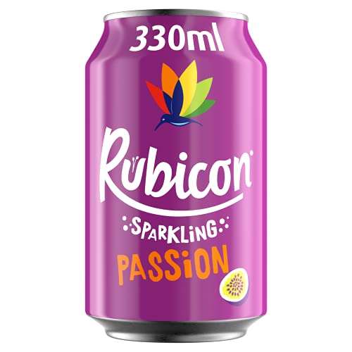 Rubicon 24x330ml Sparkling Passion Fruit Flavoured Fizzy Drink with Real Fruit Juice - Or S&S £7.60/£6.80