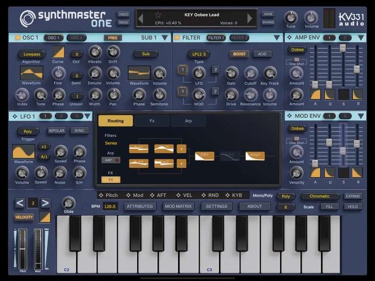 SynthMaster One (wavetable synth app) for iPhone / iPad / iPod - Free @ IOS App Store