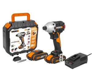 WORX WX261 18V Cordless Brushless 260Nm Impact Driver x2 Battery Charger & Case - Sold By Worx