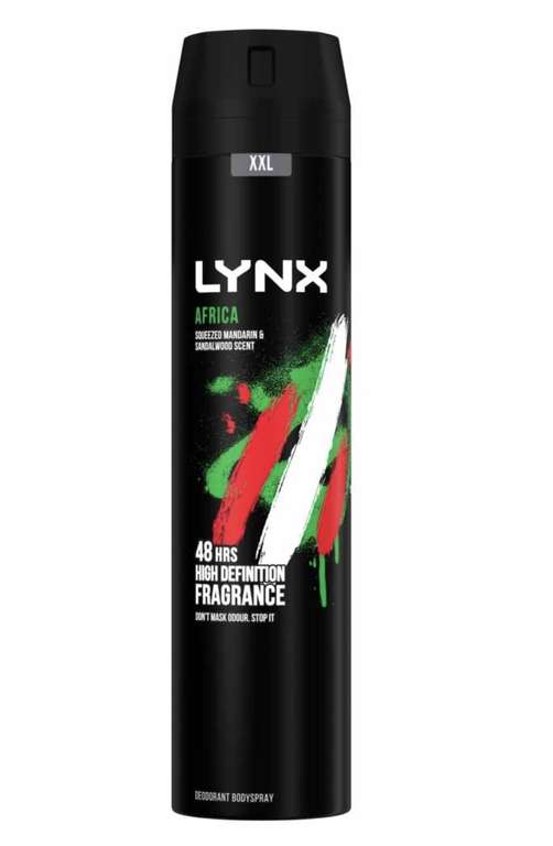 Lynx Africa XXL Aerosol Bodyspray Deodorant 250ml £3.50 + £1.50 click and collect at Boots