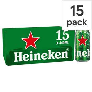 Heineken 15 x 440ml cans - £10.00 with Tesco Clubcard deal