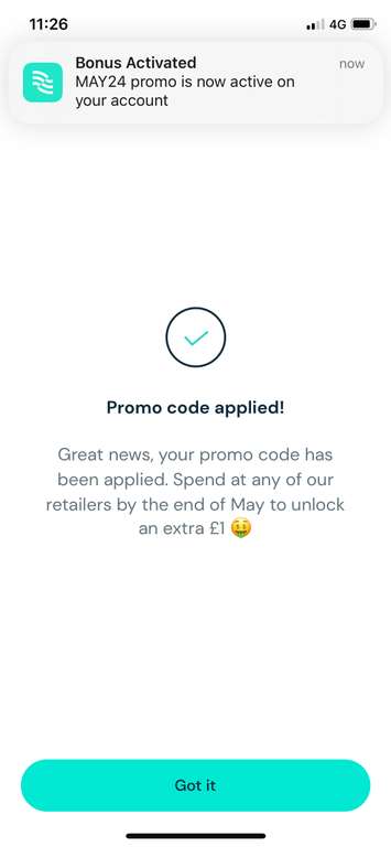 50p Bonus Cashback Plus Additional £1 When You Spend At Any Retailer - Selected Accounts - w/Code