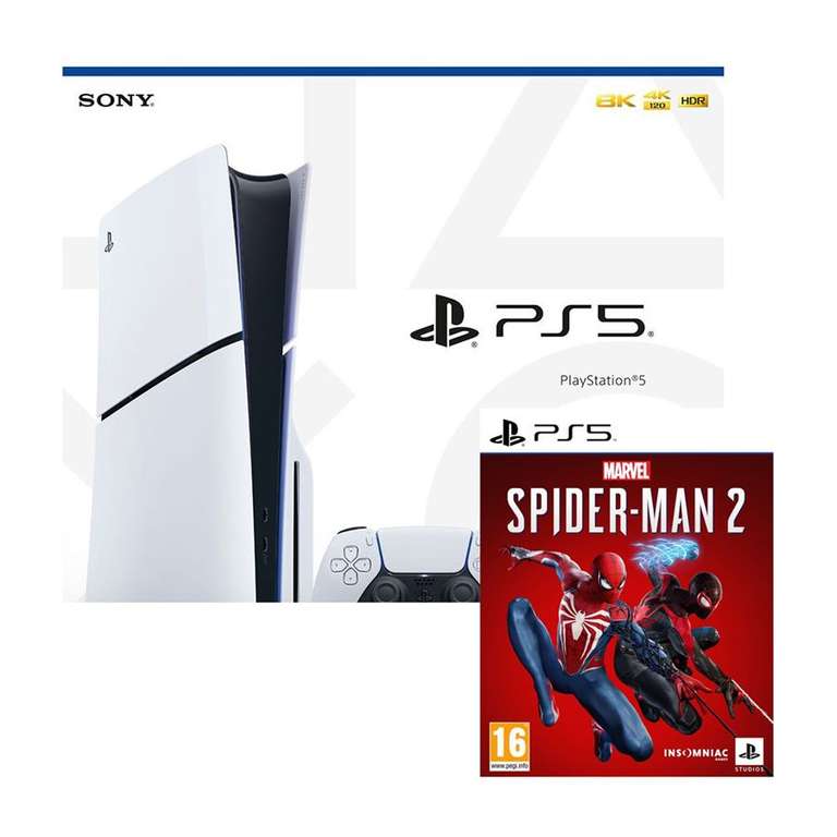 PlayStation 5 Console [Model Group - Slim] with Marvel's Spider-Man 2 (in & out of stock) or Hogwarts Legacy + £62.49 back in Reward Points