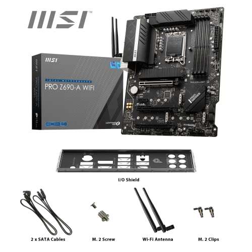 MSI PRO Z690-A WIFI Motherboard ATX - LGA 1700 - 14 Duet Rail 55A VRM, 1x PCIe 5.0 x16, 3x M.2 Gen4 x4 - £169.99 @ Amazon