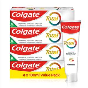 COLGATE Total Original Toothpaste , 4 x 100ml - £7.33 (£6.60 with Sub & Save) @ Amazon
