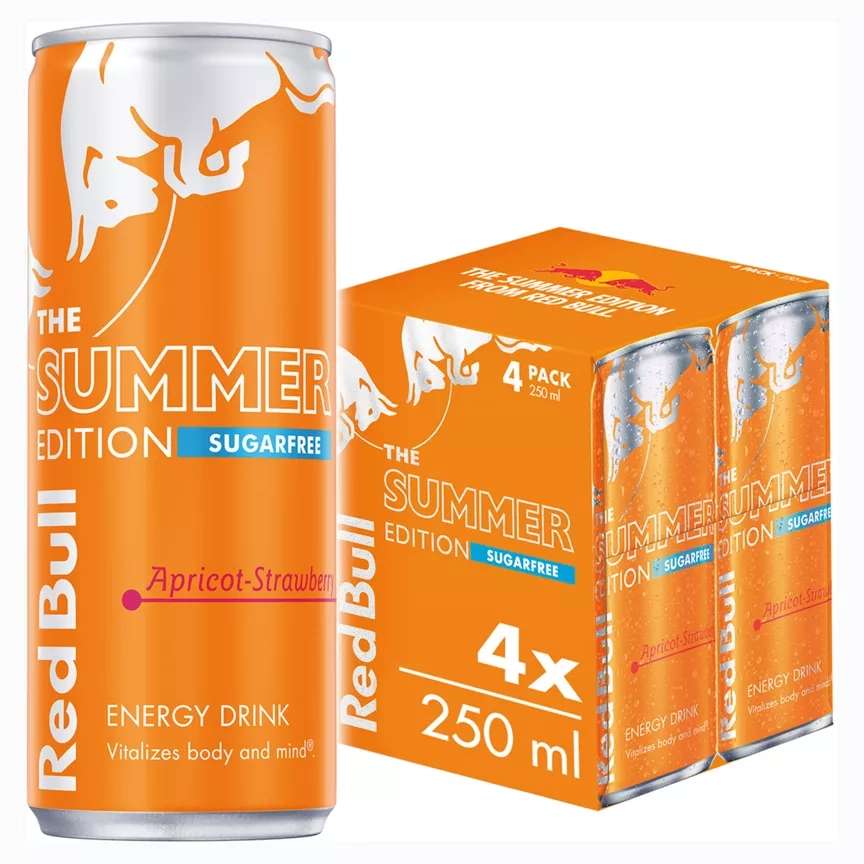 Red Bull Energy Drink, Sugar Free, Apricot Edition / watermelon 4 Pack ...