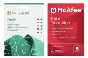 Microsoft 365 Family 6 People & McAfee 1 Year - 5 Device / 6TB cloud storage