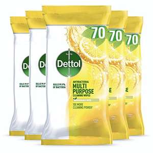 Dettol Disinfectant Wipes, Citrus Zest, 5 X 70 - Total 350 Wipes - £8.49 (£7.64 with sub and save / £7.22 with max discount) @ Amazon