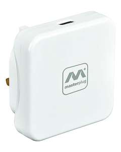 Masterplug Super-Fast USB Charging Plug with Single Type C Charging Port, 20 Watts, White