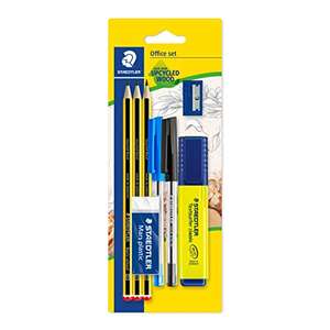 STAEDTLER 60 BK-4 Noris Office Set - Assorted Stationery Pack with 3 Graphite Pencils, 2 Pens, Highlighter, Eraser & Sharpener