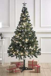 6ft Pre-Lit Christmas Tree with 61 Piece Silver Bauble Pack