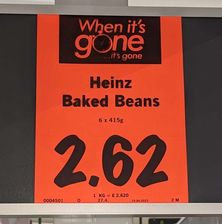 6x415g Heinz Baked Beans - £2.62 instore @ Lidl, Haverhill