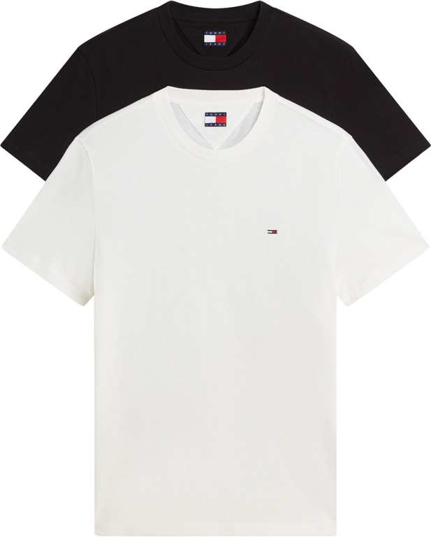 Tommy Jeans Men's 2 Pack Short Sleeve Cotton T-Shirts - Size L, Black/Ecru - Prime Exclusive