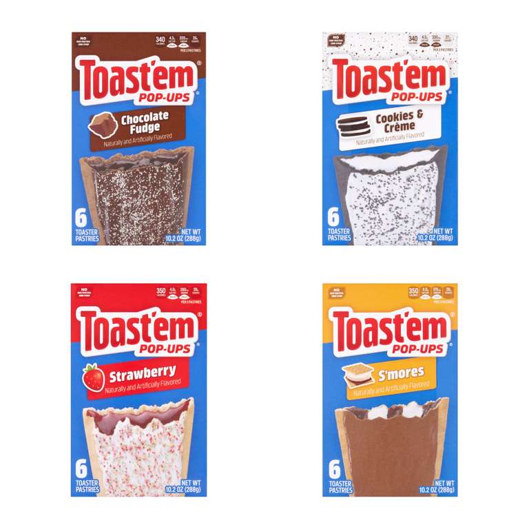 Toast'em Pop-Ups 6 (Chocolate Fudge / Cookies & Creme / S'mores / Strawberry) Toaster Pastries 288g