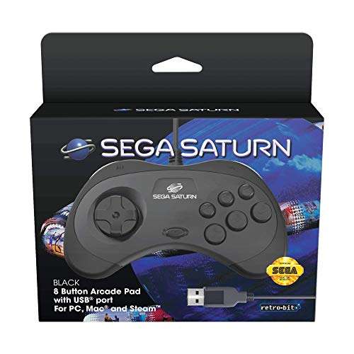 Retro-Bit Official SEGA Saturn USB Control Pad - Black - £9.99 @ Amazon