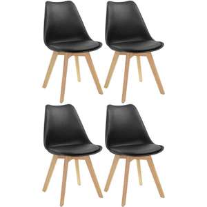 Stalwart Dining Chairs x 4 Padded Black