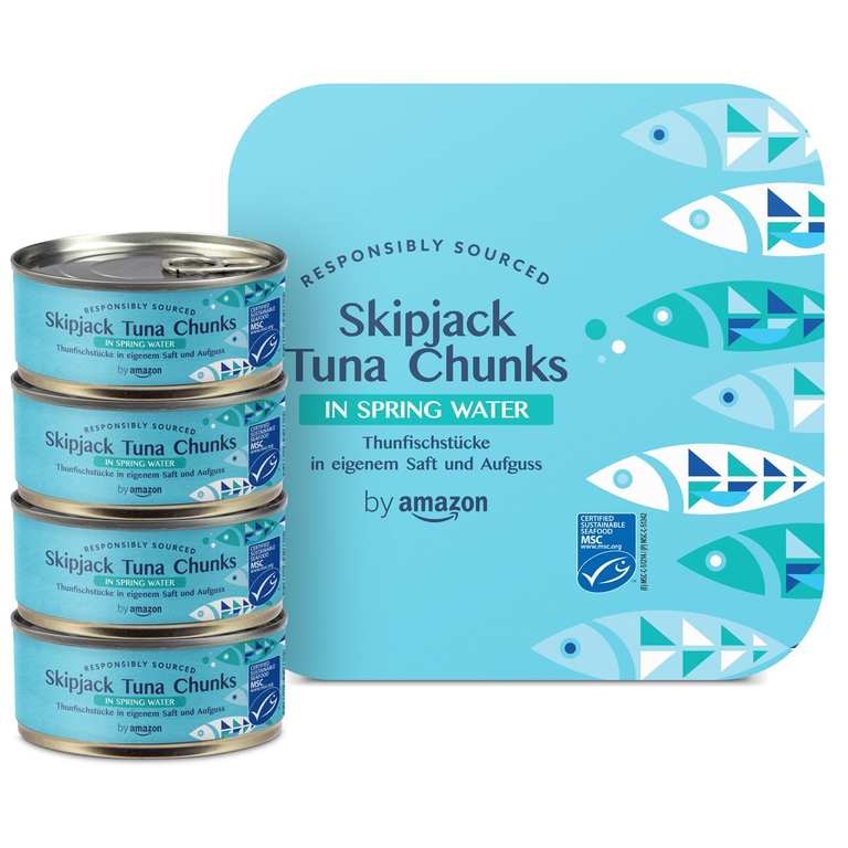 Amazon Skipjack Tuna Chunks in Spring Water 4x145g
