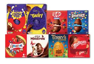 All large Easter eggs - More Card Price e.g Celebrations Large Egg 220g - Rolo Large Egg 202g - Twix Large Egg 200g
