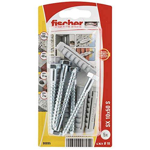 fischer 90895 SX Expansion Wall Plug with Screw - 10 x 50 (Pack of 5) - £2.34 @ Amazon