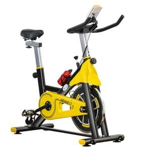 HOMCOM Exercise Bike Belt Drive with Adjustable Resistance Seat Handlebar LCD Display, Yellow - £68.63 using code delivered @ Aosom