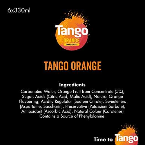 Tango Orange Sugar Free, 6 x 330ml £2 at Amazon
