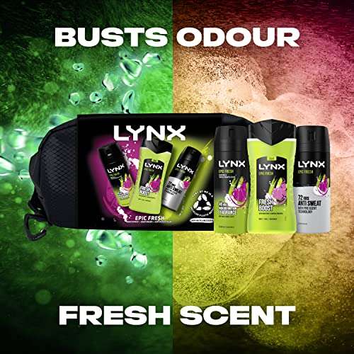 LYNX Epic Fresh Trio bodywash, body spray, anti-perspirant and washbag Gift Set - £4.50 @ Amazon