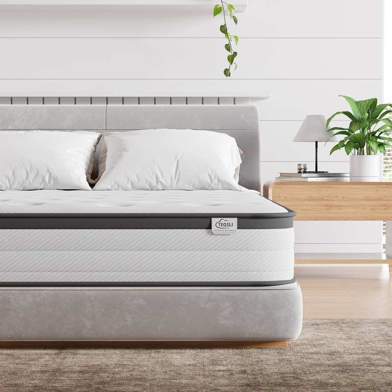 TeQsli King Mattress 5FT Memory Foam Spring Hybrid Mattress 18CM