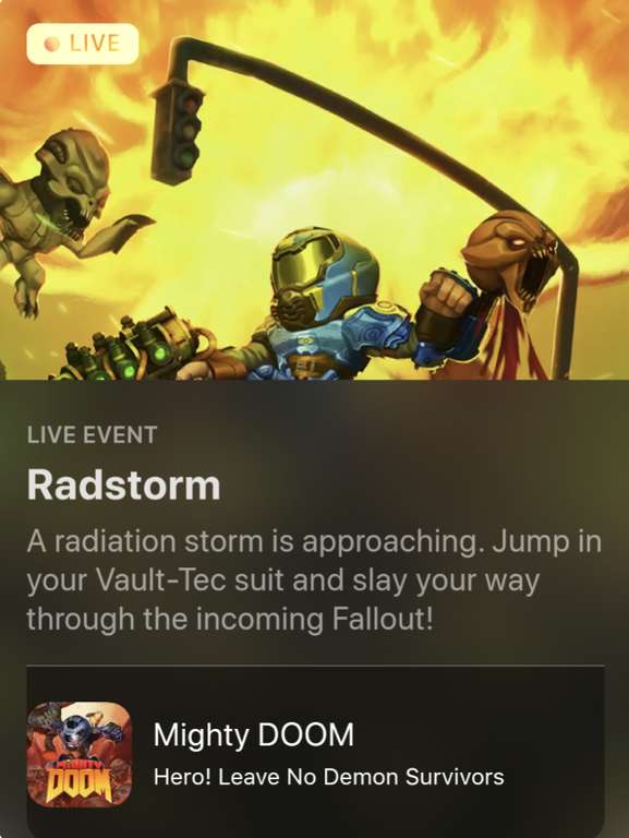Mighty DOOM + FALLOUT crossover : FREE Vault-Tec Mini Slayer Skin in Mighty Doom until May 31 (iOS / Android)