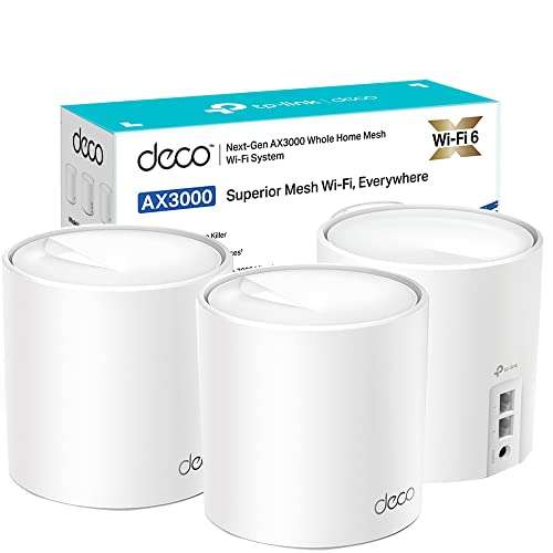 TP-Link Deco X60 AX3000 Whole Home Mesh Wi-Fi 6 System, Up to 7,000 Sq ft Coverage, 1 GHz Quad-Core CPU, Amazon Alexa £229 @ Amazon