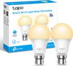 TP-Link Tapo Smart Bulb, Smart Wi-Fi LED Light, B22, 8.7W (2 Pack) £12.99 / £11.95 delivered with prime exclusive voucher @ Amazon