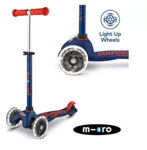 Mini Micro Deluxe LED Wheels Navy Kids Scooter with code