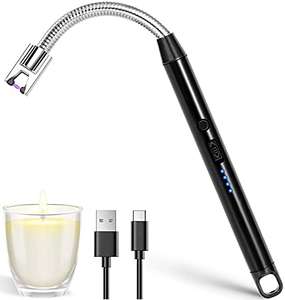 Electric USB Rechargeable Arc Lighter with LED Battery Display & Long Flexible Neck - w/ Voucher - Sold by Qliver-UK FBA