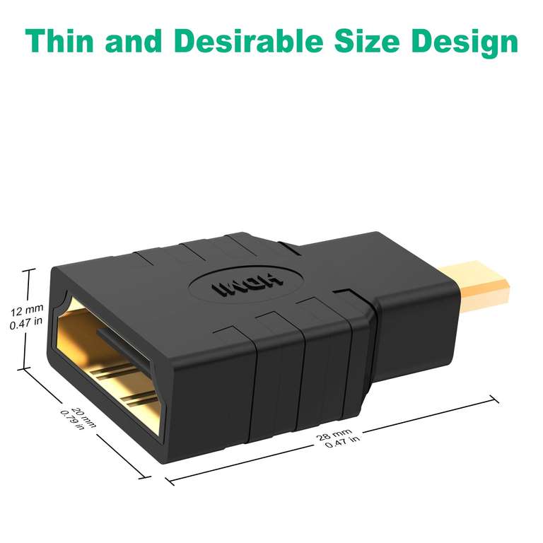 J&D Micro HDMI to HDMI Adapter (5 Pack), Gold Plated HDMI Female to Micro HDMI Male Adapter Converter - Sold by J&D Tech UK
