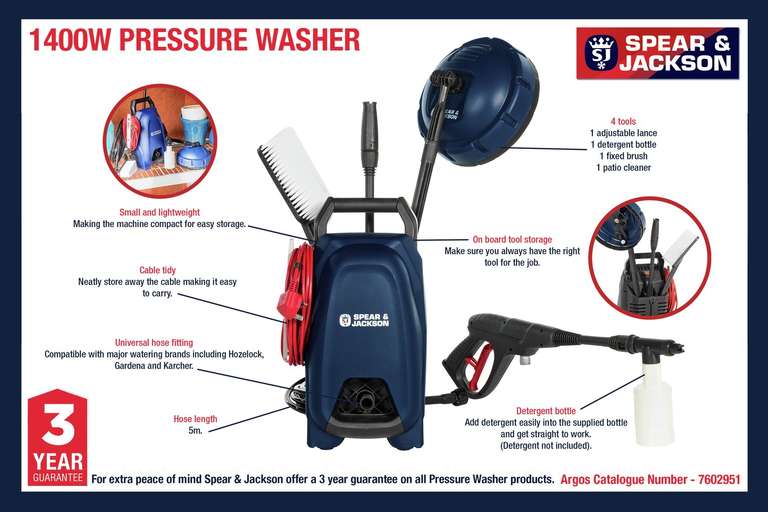 Spear \u0026 Jackson 1400W Compact Pressure 