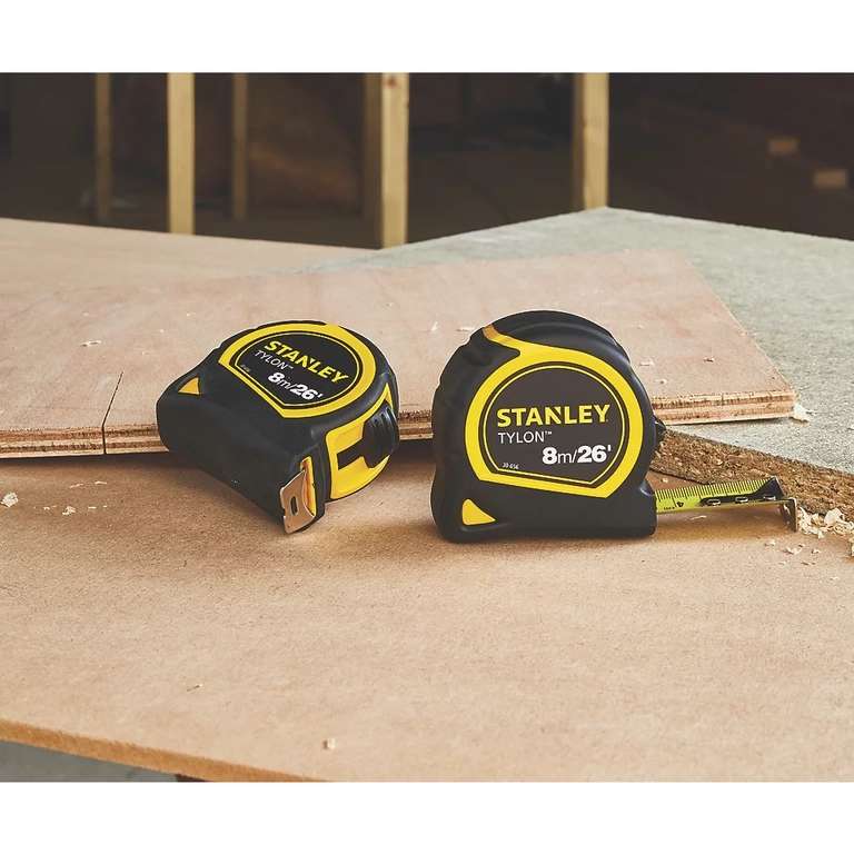 Pack of 2 - Stanley Tylon Tape measure 8m - £7 (free collection) @ B&Q