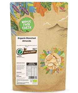 Wholefood Earth Organic Blanched Almonds – 3 kg | Raw | GMO Free | Vegan £22.72 at Amazon