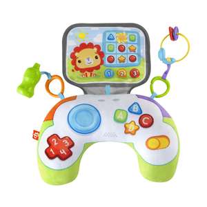 Fisher-Price Littlest Gamer Tummy Time Wedge with 2 Linkable Baby Toys for Newborn