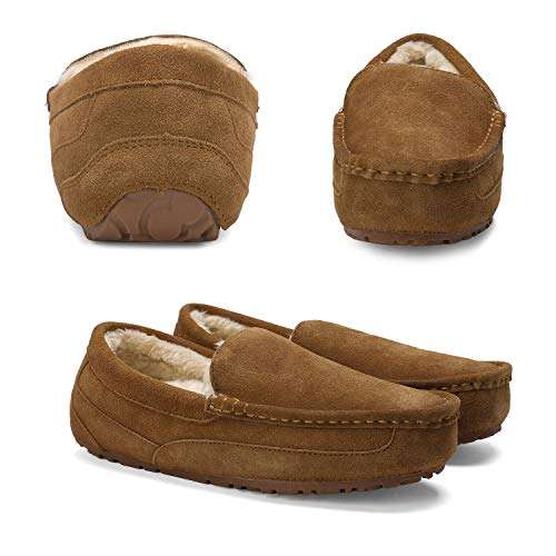 DREAM PAIRS Men's Suede Moccasin Wool Lined Slippers (Black / Brown / Grey / Tan) - £11.69 with Voucher + Code - @ dreampairsEU / Amazon
