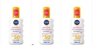 3 x NIVEA SUN Sensitive Allergy Immediate Protect Spray SPF 50+ (200ml), Sun Cream for Sensitive Skin, Sun 50+, Water-Resistant Spray