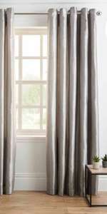 Wilko Silver/ Charcoal Faux Silk Eyelet Curtains from £12 with Free Collection @ Wilko
