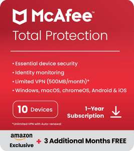McAfee Total Protection 2023 15 months - 10 devices £21.49 @ Amazon